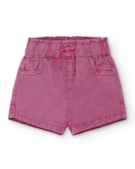 Fuchsia twill shorts for girls Ocean Wonders collection