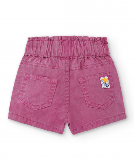 Fuchsia twill shorts for girls Ocean Wonders collection