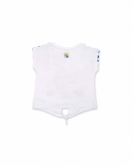 White knotted knit t-shirt for girl Ocean Wonders collection