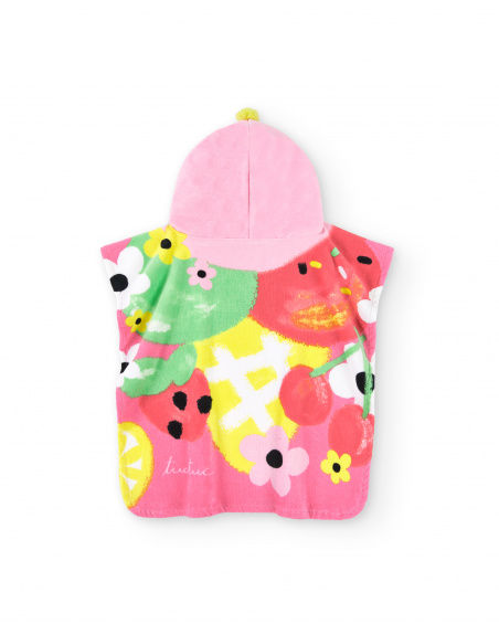 Pink poncho towel for girl Creamy Ice collection