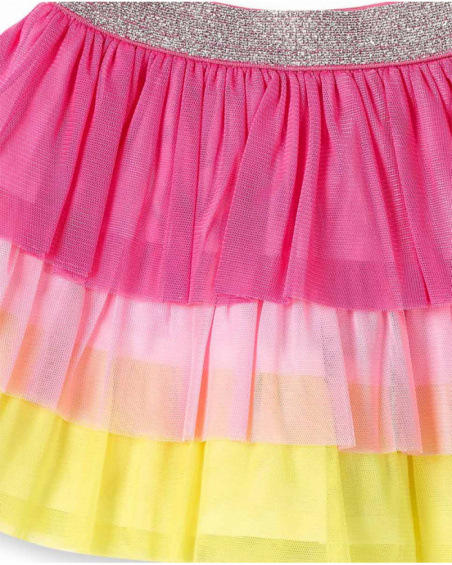 Fuchsia tulle poplin skirt for girl Creamy Ice collection