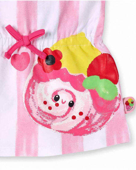 Vestido punto blanco rosa niña Creamy Ice