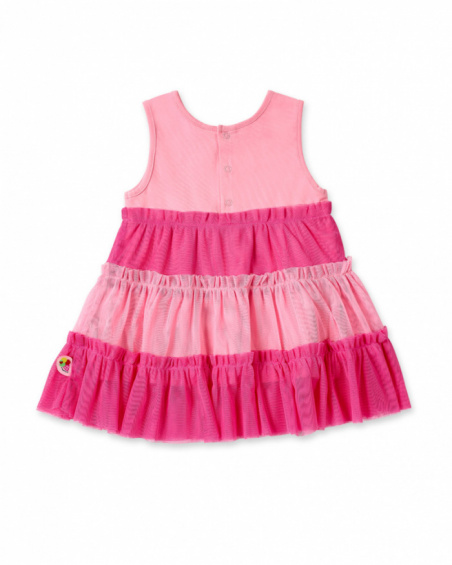 Pink tulle knit dress for girl Creamy Ice collection