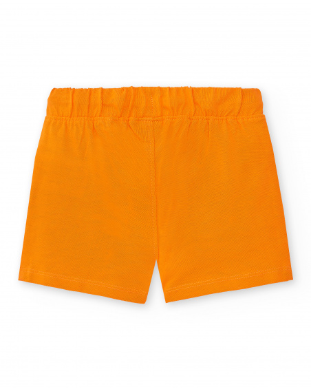Orange knit bermuda for boy Banana Records collection