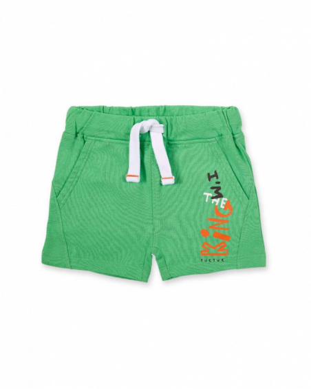 Green knitted Bermuda shorts for boys Banana Records collection