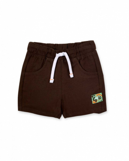Brown knitted Bermuda shorts for boys Banana Records collection