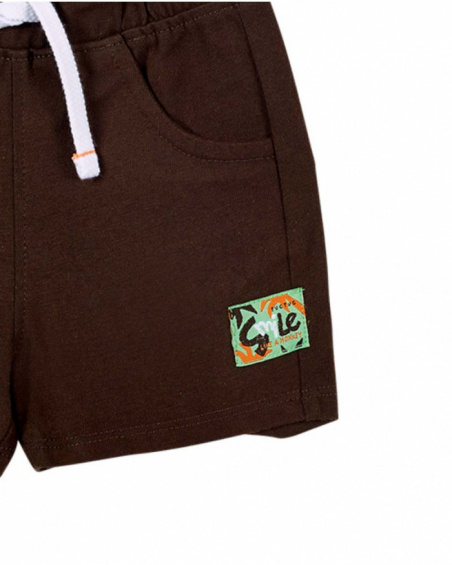 Brown knitted Bermuda shorts for boys Banana Records collection