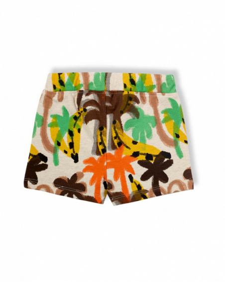 Beige plush Bermuda shorts for boys Banana Records collection
