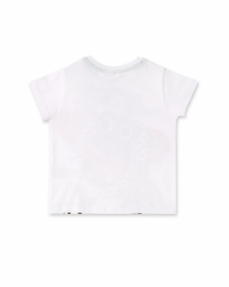 White knit appliqué t-shirt for boy Banana Records collection