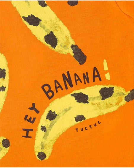 Orange banana knit t-shirt for boy Banana Records collection