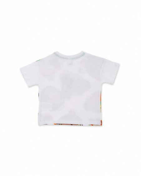 Printed white knit t-shirt for boy Banana Records collection