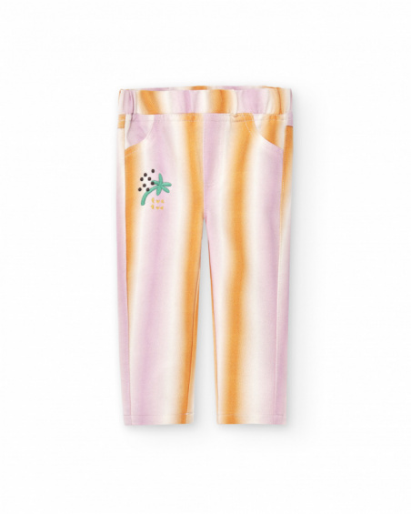 Pink knit jeggings for girls Banana Records collection
