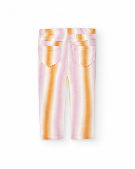 Pink knit jeggings for girls Banana Records collection