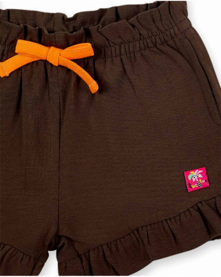 Brown knit shorts for girls Banana Records collection