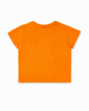 Camiseta punto naranja niña Banana Records