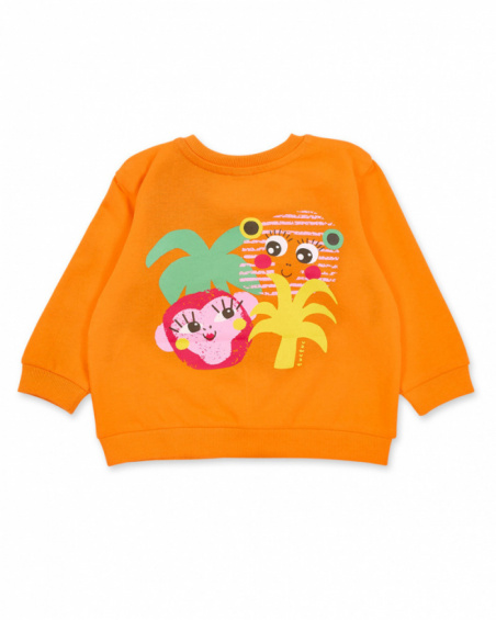 Orange plush sweatshirt for girl Banana Records collection