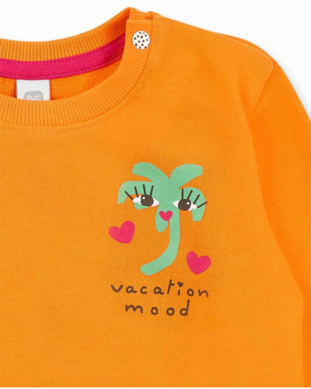 Sudadera felpa naranja niña Banana Records