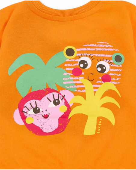 Orange plush sweatshirt for girl Banana Records collection