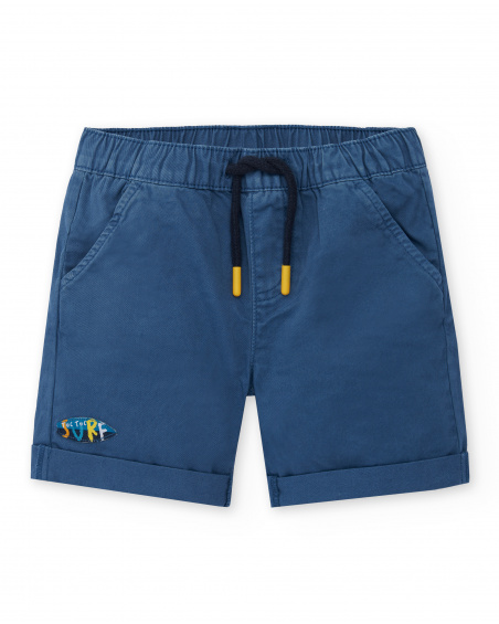 Blue twill Bermuda shorts for boy Sons Of Fun collection
