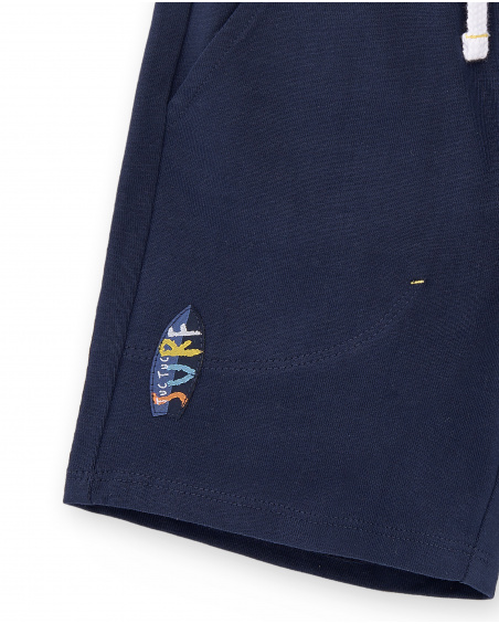 Navy knit bermuda for boy Sons Of Fun collection