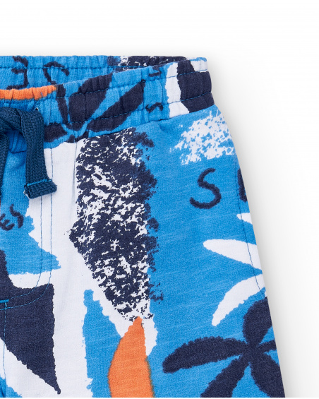 Blue plush Bermuda shorts for boy Sons Of Fun collection