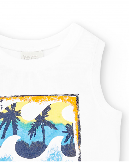 White knit tank top for boy Sons Of Fun collection