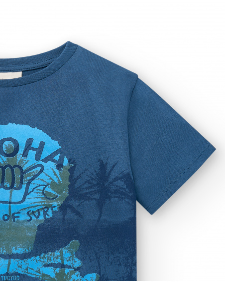 Navy knit t-shirt for boy Sons Of Fun collection