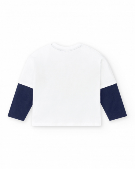 Long white knit t-shirt for boy Sons Of Fun collection