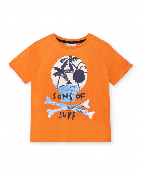 Orange knit t-shirt for boy Sons Of Fun collection