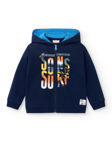 Navy plush jacket for boy Sons Of Fun collection