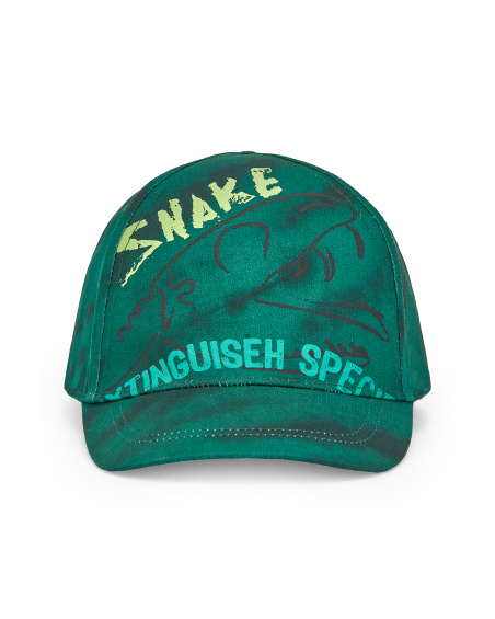 Green twill cap for boy Savage Spirit collection