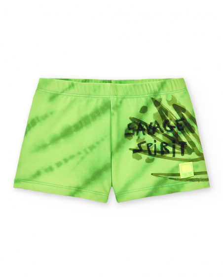 Green boxer swimsuit for boy Savage Spirit collection