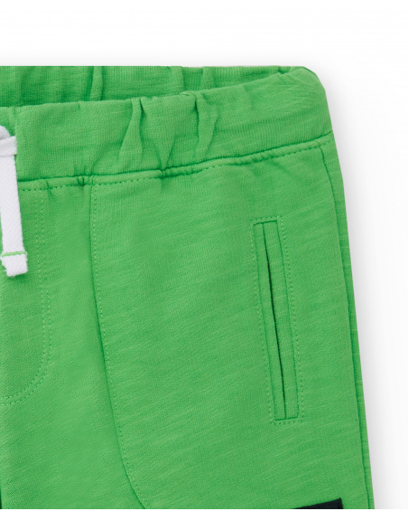 Green knit shorts for boy Savage Spirit collection