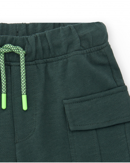 Green plush Bermuda shorts for boy Savage Spirit collection