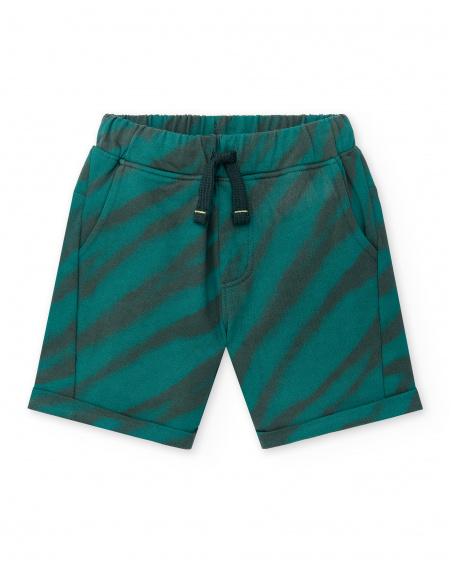 Green striped plush Bermuda shorts for boy Savage Spirit