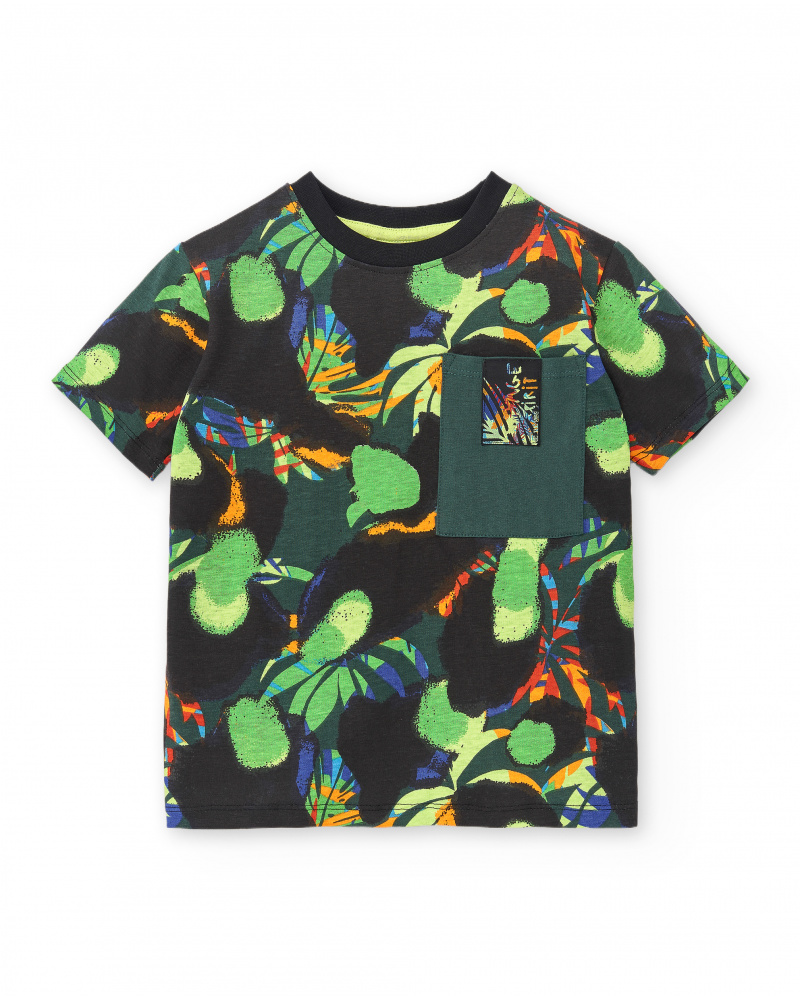 Camiseta punto verde bolsillo niño Savage Spirit
