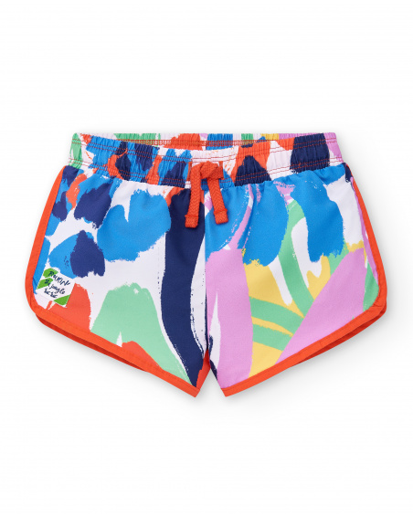White swim shorts for girl Rockin The Jungle collection