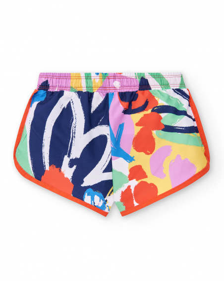 White swim shorts for girl Rockin The Jungle collection