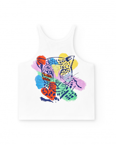 White knit tank top for girl Rockin The Jungle collection
