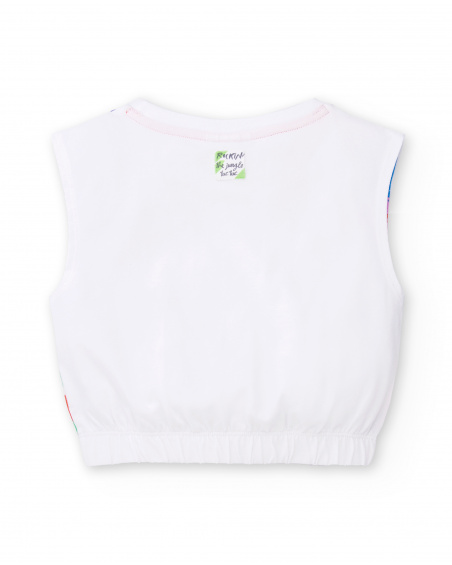 White knit t-shirt for girl Rockin The Jungle collection