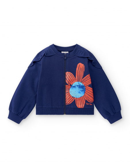 Navy plush jacket for girl Rockin The Jungle collection