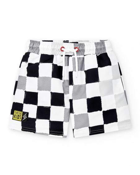 White Bermuda swimsuit for boy Race Car collection
