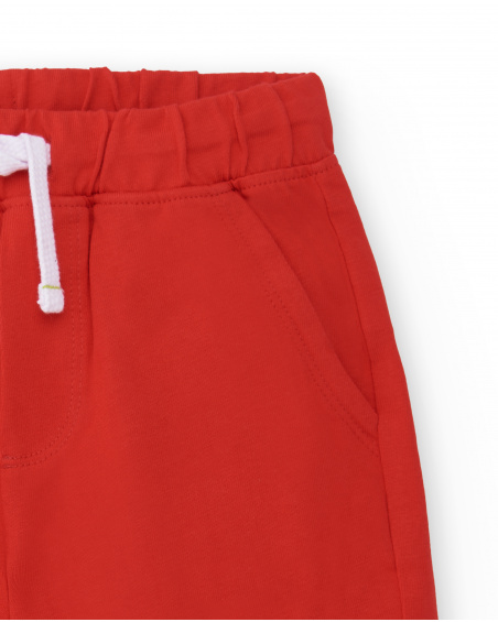 Red knit Bermuda shorts for boy Race Car collection