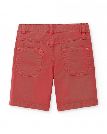 Red twill Bermuda shorts for boy Race Car collection