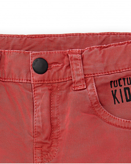 Red twill Bermuda shorts for boy Race Car collection