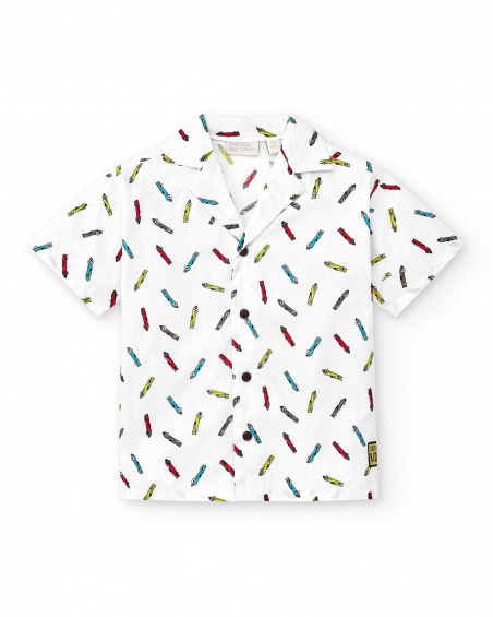 White poplin shirt for boy Race Car collection