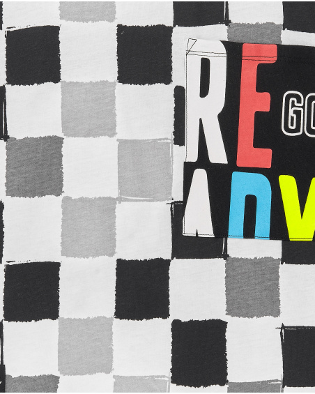 Camiseta punto blanco negro niño Race Car