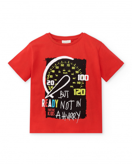 Red knit t-shirt for boy Race Car collection