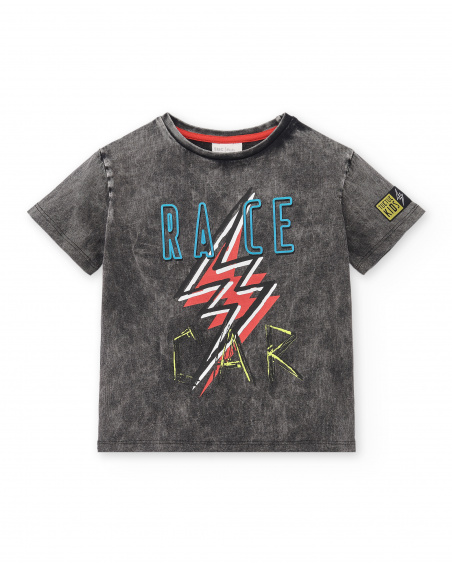 Gray knit t-shirt for boy Race Car collection