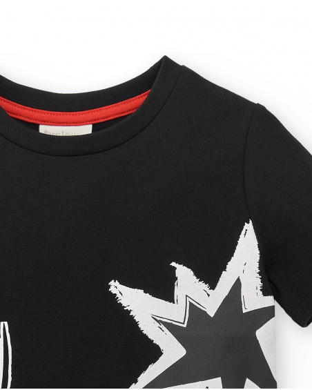 Black knit t-shirt for boy Race Car collection